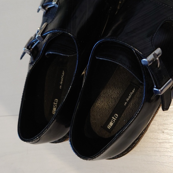 Patent Leather oxford black charcoal grey sz 36 - Picture 4 of 7